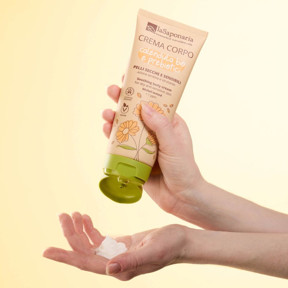 Crema Corpo Lenitiva e Idratante per Pelli secche e sensibili – Calendula Bio e Prebiotici