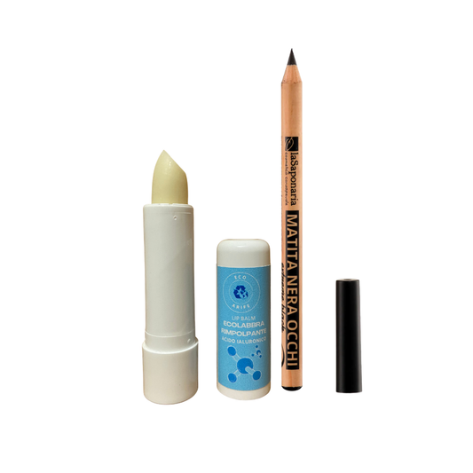 Dolce Natale: Matita Occhi Nero intenso con Olio di Jojoba + Balsamo Labbra Rimpolpante con Acido Ialuronico