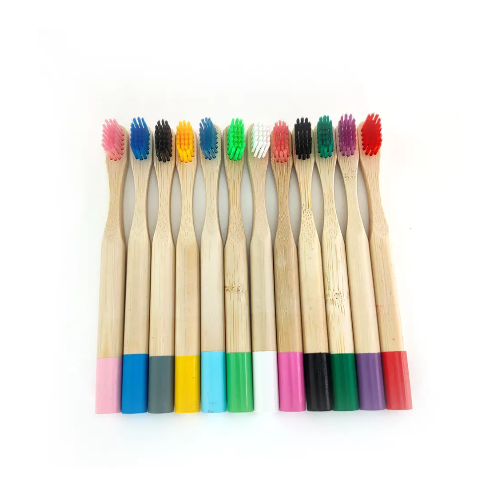 Spazzolino da denti in bambù con setole medie naturale, ecologico, senza plastica e organico per adulti e bambini