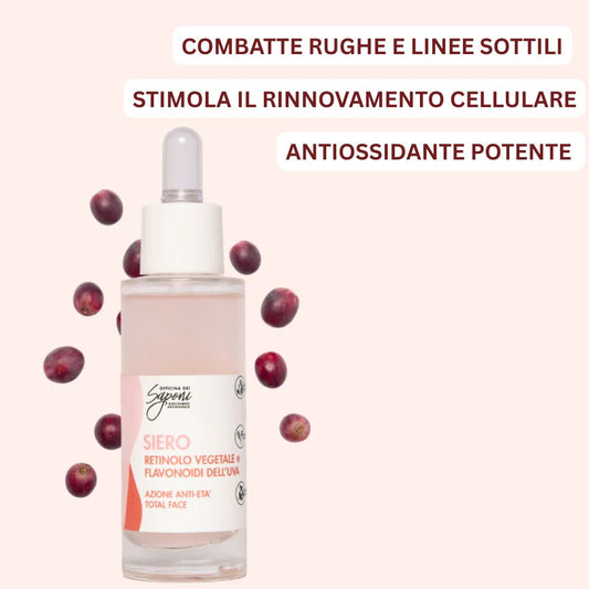 Siero Attivo Viso Retinolo Vegetale e Flavonoidi dell'Uva - Antiage