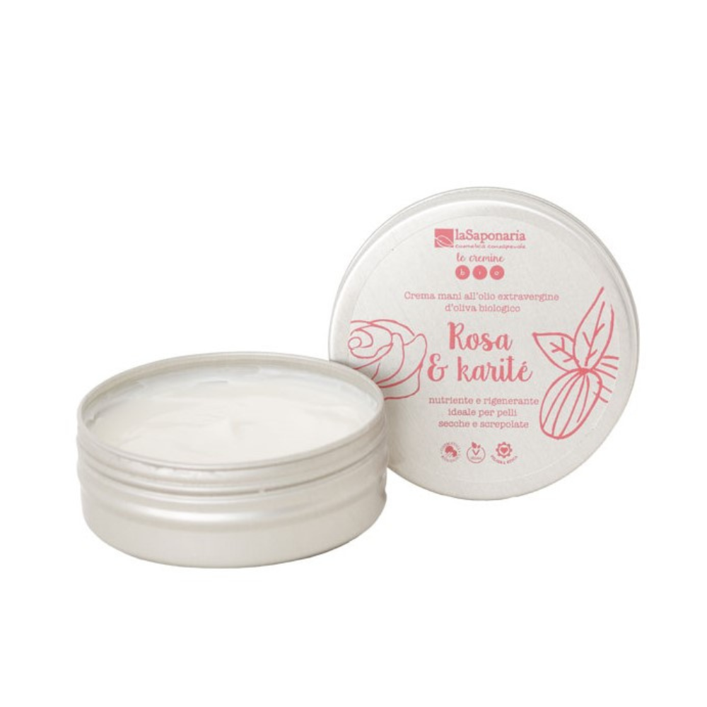 Dolce Natale - Crema mani nutriente e protettiva Rosa e Karité + Balsamo Labbra Idratante e rimpolpante all'acido ialuronico