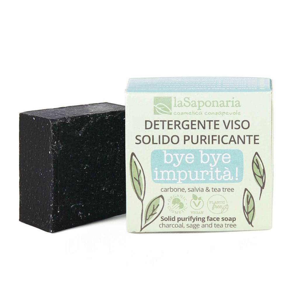 Detergente Viso Purificante Solido Detox bye bye impurità - Carbone, Salvia e Tea Tree