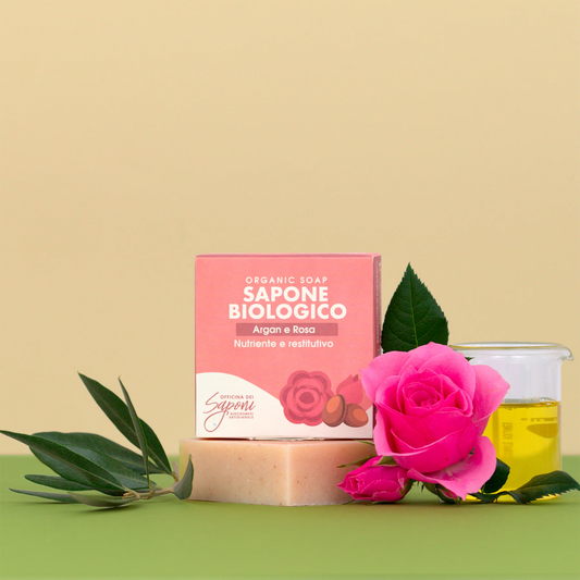 Sapone Biologico per il Viso, Mani e Corpo Nutriente ed Emolliente - Olio D'Argan e Rosa Canina