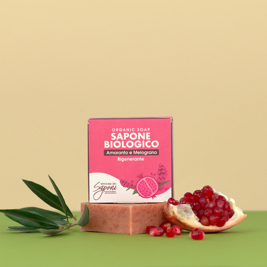 Sapone Solido Biologico ad effetto scrub - Amaranto e Melograno