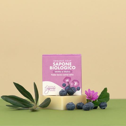 Sapone Biologico Viso, Mani e Corpo - Mirtillo e Malva