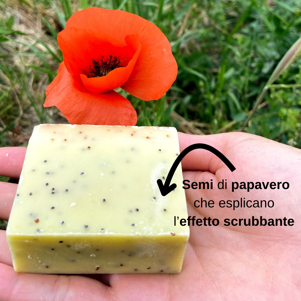 Bagnodoccia Solido Esfoliante e Rivitalizzante ad effetto scrub - Papavero e Cipresso