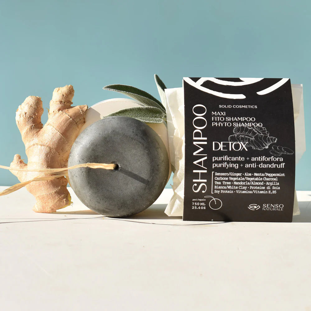 Shampoo Solido Detox Concentrato Purificante/Antiforfora - Carbone Vegetale