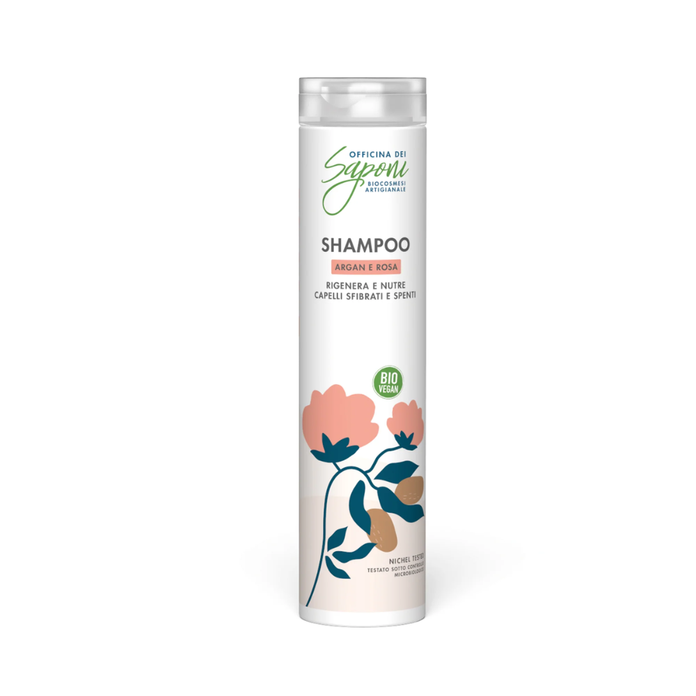 Shampoo per capelli secchi e spenti RIGENERANTE e NUTRIENTE - Olio d'Argan e Rosa Canina