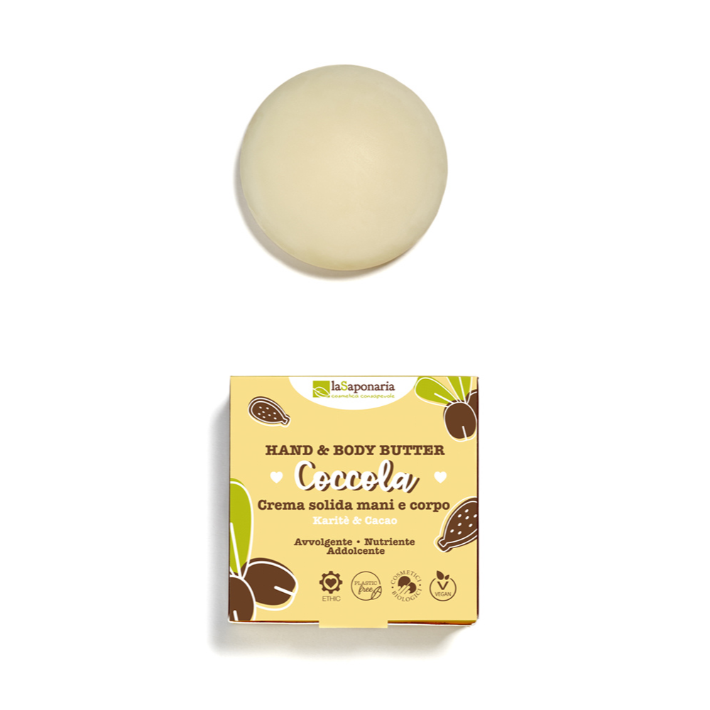 Crema Mani e Corpo Solida Concentrata Nutriente e Idratante - Karité e Cacao