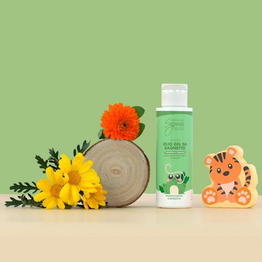 Olio Gel Detergente Corpo e Capelli per Bimbi EMOLLIENTE e PROTETTIVO - Camomilla e Calendula