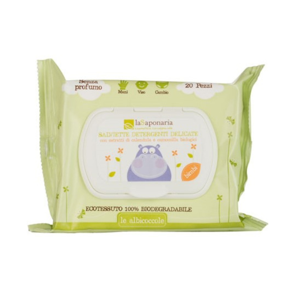 Salviette detergenti delicate Intimo, Viso e Corpo per Bimbi - Calendula, Camomilla e Melissa