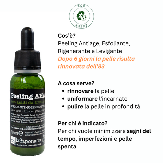 Peeling AHA - Attivo puro con acidi da frutta italiana ad azione esfoliante, rigenerante e levigante