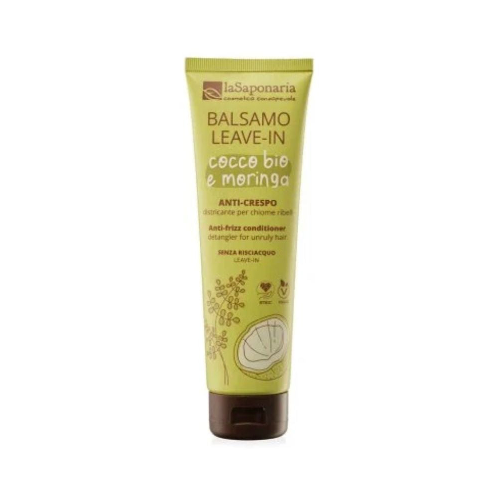 Balsamo leave-in senza risciacquo anticrespo olio di cocco bio moringa laSaponaria