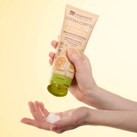 Crema Corpo Lenitiva e Idratante per Pelli secche e sensibili – Calendula Bio e Prebiotici