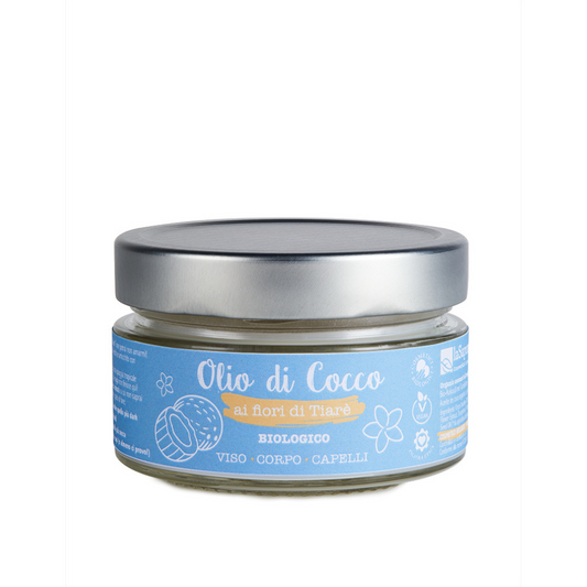 Olio di Cocco ai Fiori di Tiarè Biologico e Puro - Nutriente ed Emolliente