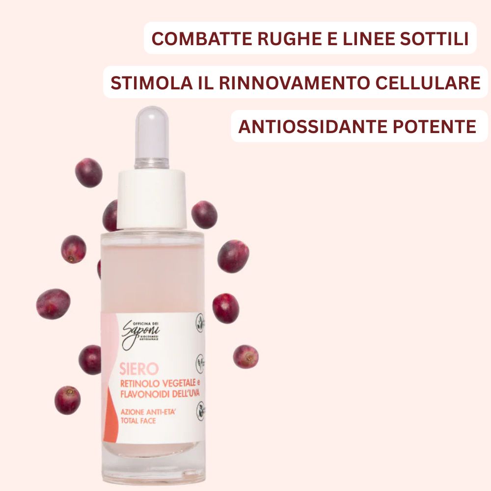Siero Attivo Viso Retinolo Vegetale e Flavonoidi dell'Uva - Antiage