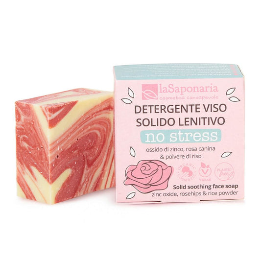 Detergente Viso Solido Lenitivo per pelle secca NO STRESS - Ossido di Zinco, Rosa Canina e Polvere di Riso