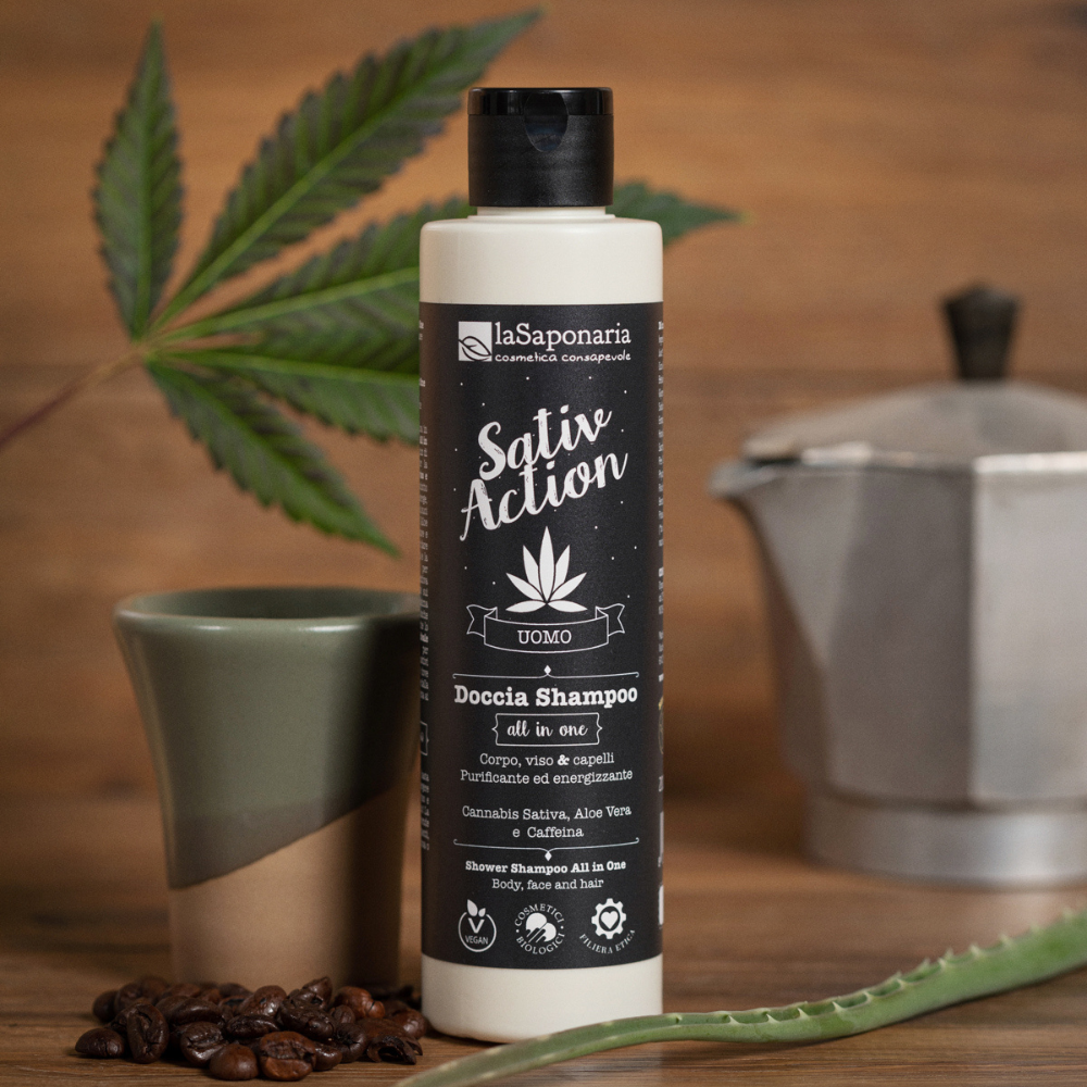 Doccia Shampoo Energizzante e Purificante - Cannabis Sativa, Aloe Vera e Caffeina