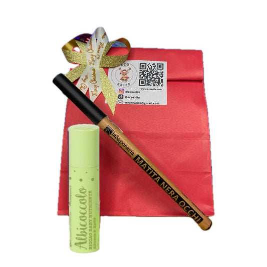 Dolce Natale - Matita occhi Tratto Preciso e Facile da Sfumare, con Olio di Jojoba + Balsamo Labbra Biocao Albicoccolo Nutriente, lenitivo e protettivo