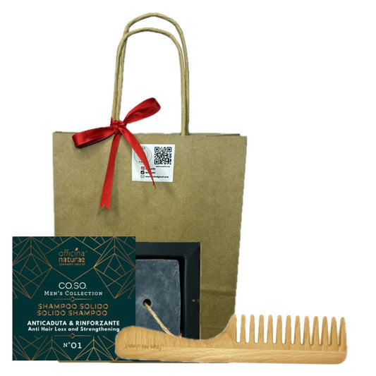 Dolce Natale: Shampoo Solido Anticaduta UOMO + Pettine in Legno