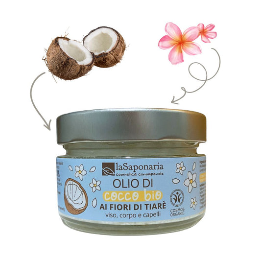 Olio di Cocco ai Fiori di Tiarè Biologico e Puro - Nutriente ed Emolliente
